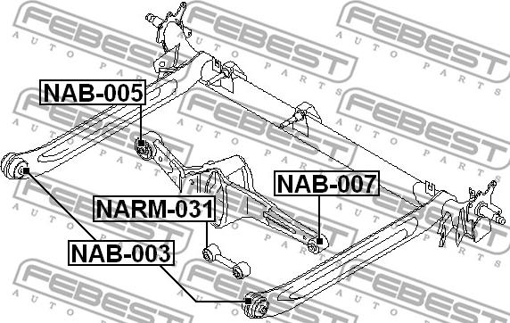 Febest NAB-003 - Сайлентблок балки моста unicars.by