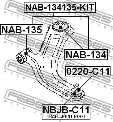 Febest NAB-134 - Сайлентблок, рычаг подвески колеса unicars.by