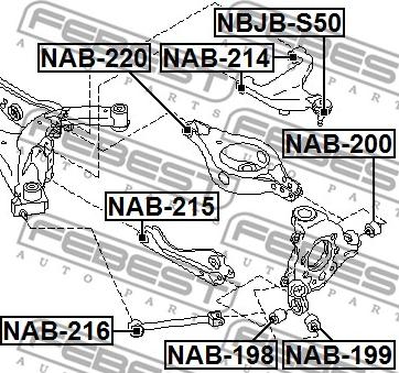 Febest NAB-214 - Сайлентблок, рычаг подвески колеса unicars.by