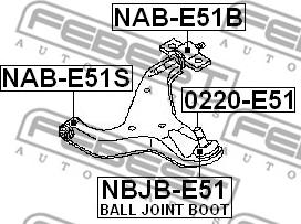 Febest NAB-E51S - Сайлентблок, рычаг подвески колеса unicars.by