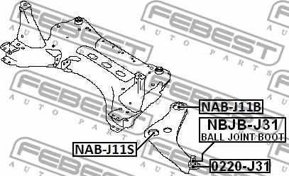 Febest NAB-J11S - Сайлентблок, рычаг подвески колеса unicars.by