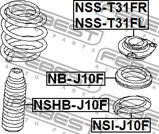 Febest NB-J10F - Подшипник качения, опора стойки амортизатора unicars.by