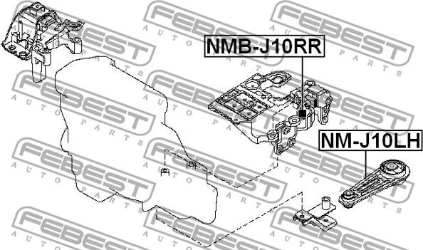 Febest NM-J10LH - Подушка, опора, подвеска двигателя unicars.by