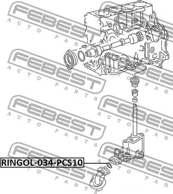 Febest RINGOL-034-PCS10 - Прокладка, сетчатый масляный фильтр unicars.by