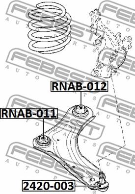 Febest RNAB-011 - Сайлентблок, рычаг подвески колеса unicars.by