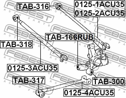 Febest TAB-166RUB - Сайлентблок, рычаг подвески колеса unicars.by