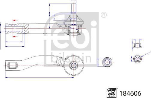 Febi Bilstein 184606 - Наконечник рулевой тяги, шарнир unicars.by