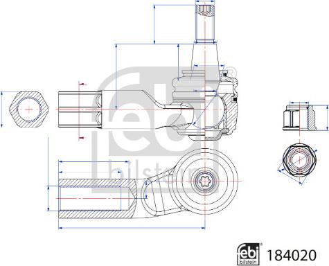 Febi Bilstein 184020 - Наконечник рулевой тяги, шарнир unicars.by