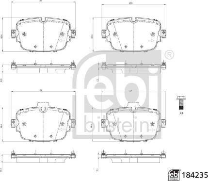 Febi Bilstein 184235 - Тормозные колодки, дисковые, комплект unicars.by