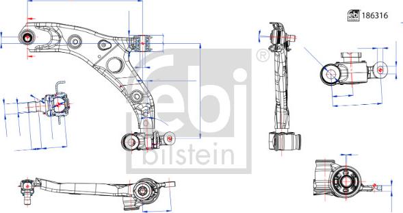 Febi Bilstein 186316 - Рычаг подвески колеса unicars.by