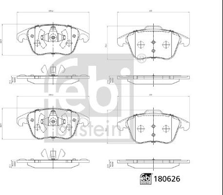 Febi Bilstein 180626 - Тормозные колодки, дисковые, комплект unicars.by