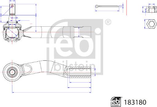 Febi Bilstein 183180 - Наконечник рулевой тяги, шарнир unicars.by
