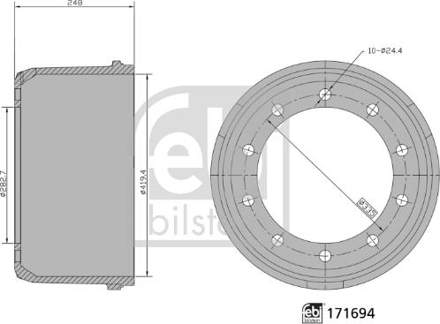 Febi Bilstein 171694 - Тормозной барабан unicars.by