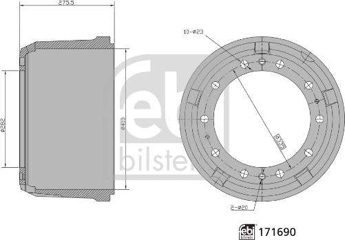 Febi Bilstein 171690 - Тормозной барабан unicars.by