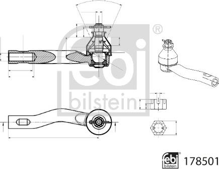 Febi Bilstein 178501 - Наконечник рулевой тяги, шарнир unicars.by