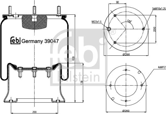 Febi Bilstein 39047 - Кожух пневматической рессоры unicars.by