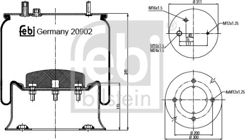 Febi Bilstein 20902 - Кожух пневматической рессоры unicars.by