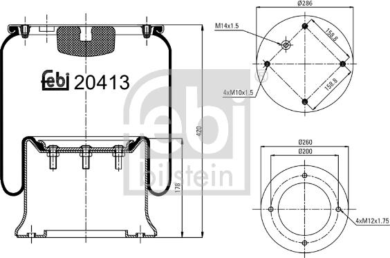 Febi Bilstein 20413 - Кожух пневматической рессоры unicars.by