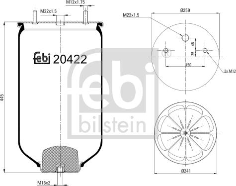 Febi Bilstein 20422 - Кожух пневматической рессоры unicars.by