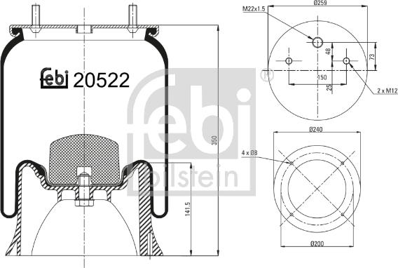 Febi Bilstein 20522 - Кожух пневматической рессоры unicars.by