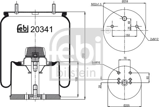 Febi Bilstein 20341 - Кожух пневматической рессоры unicars.by