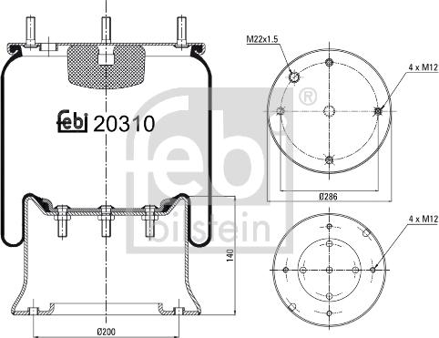 Febi Bilstein 20310 - Кожух пневматической рессоры unicars.by