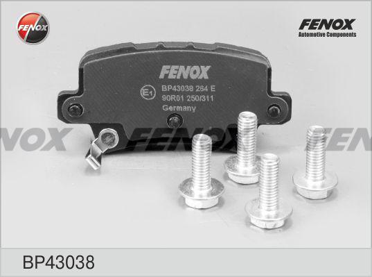 Fenox BP43038 - Тормозные колодки, дисковые, комплект unicars.by