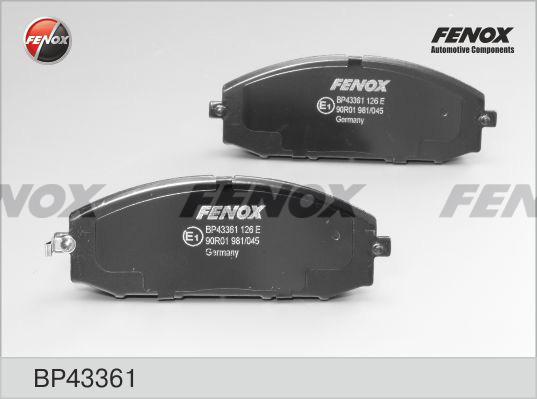 Fenox BP43361 - Тормозные колодки, дисковые, комплект unicars.by