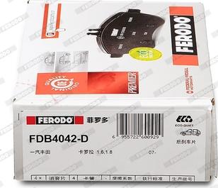 Ferodo FDB4042-D - Тормозные колодки, дисковые, комплект unicars.by