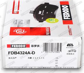 Ferodo FDB4324A-D - Тормозные колодки, дисковые, комплект unicars.by