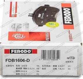 Ferodo FDB1606-D - Тормозные колодки, дисковые, комплект unicars.by