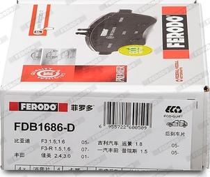 Ferodo FDB1686-D - Тормозные колодки, дисковые, комплект unicars.by