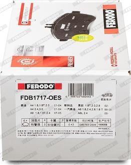 Ferodo FDB1717-OES - Тормозные колодки, дисковые, комплект unicars.by