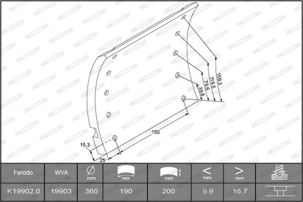 Ferodo K19902.0-F3658 - Комплект тормозных башмаков, барабанные тормоза unicars.by