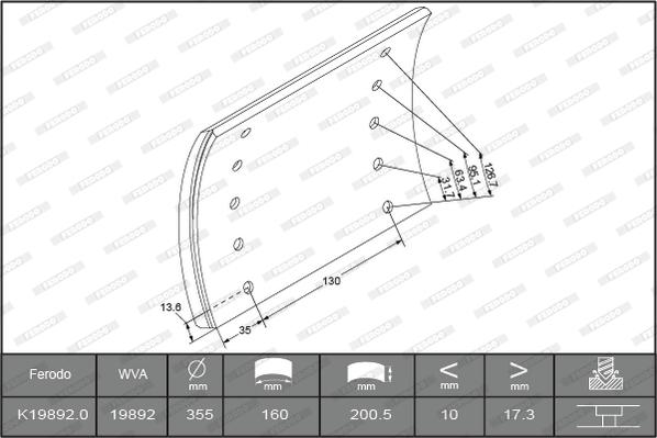 Ferodo K19892.0TG - Комплект тормозных башмаков, барабанные тормоза unicars.by