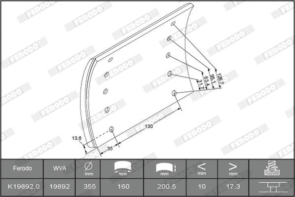 Ferodo K19892.1-F3504 - Комплект тормозных башмаков, барабанные тормоза unicars.by