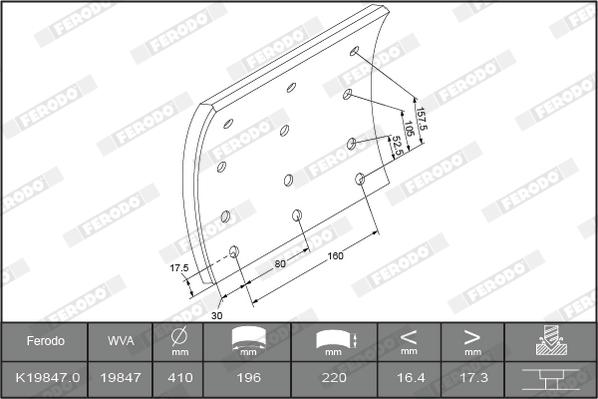 Ferodo K19847.9-F3539 - Комплект тормозных башмаков, барабанные тормоза unicars.by