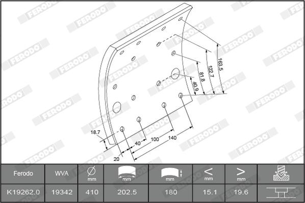 Ferodo K19262.2-F3653 - Комплект тормозных башмаков, барабанные тормоза unicars.by