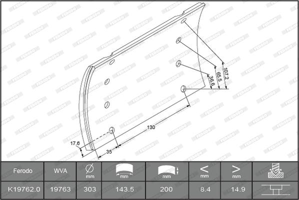 Ferodo K19762.0TG - Комплект тормозных башмаков, барабанные тормоза unicars.by