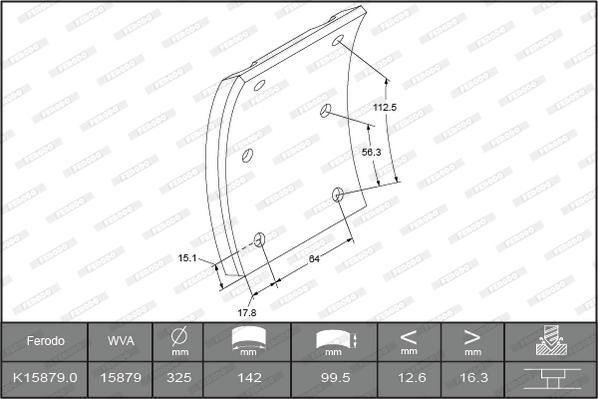 Ferodo K15879.0TG - Комплект тормозных башмаков, барабанные тормоза unicars.by