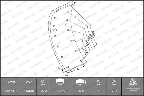 Ferodo K15742.0-F3549 - Комплект тормозных башмаков, барабанные тормоза unicars.by