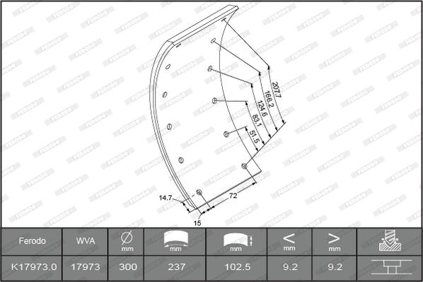 Ferodo K17973.0TG - Комплект тормозных башмаков, барабанные тормоза unicars.by