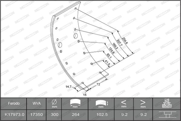 Ferodo K17973.0-F3658 - Комплект тормозных башмаков, барабанные тормоза unicars.by