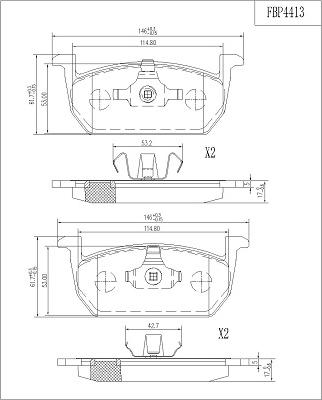 FI.BA FBP4413 - Тормозные колодки, дисковые, комплект unicars.by