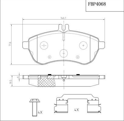 FI.BA FBP4068 - Тормозные колодки, дисковые, комплект unicars.by