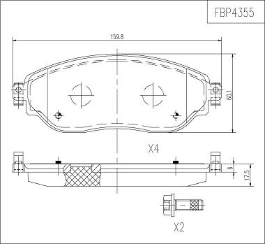 FI.BA FBP4355 - Тормозные колодки, дисковые, комплект unicars.by