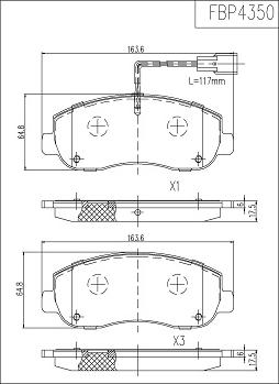 FI.BA FBP4350 - Тормозные колодки, дисковые, комплект unicars.by