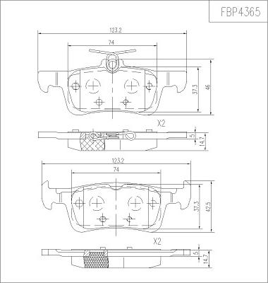 FI.BA FBP4365 - Тормозные колодки, дисковые, комплект unicars.by