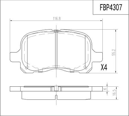 FI.BA FBP4307 - Тормозные колодки, дисковые, комплект unicars.by