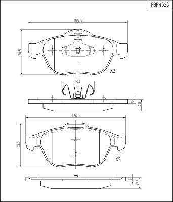 FI.BA FBP4326 - Тормозные колодки, дисковые, комплект unicars.by